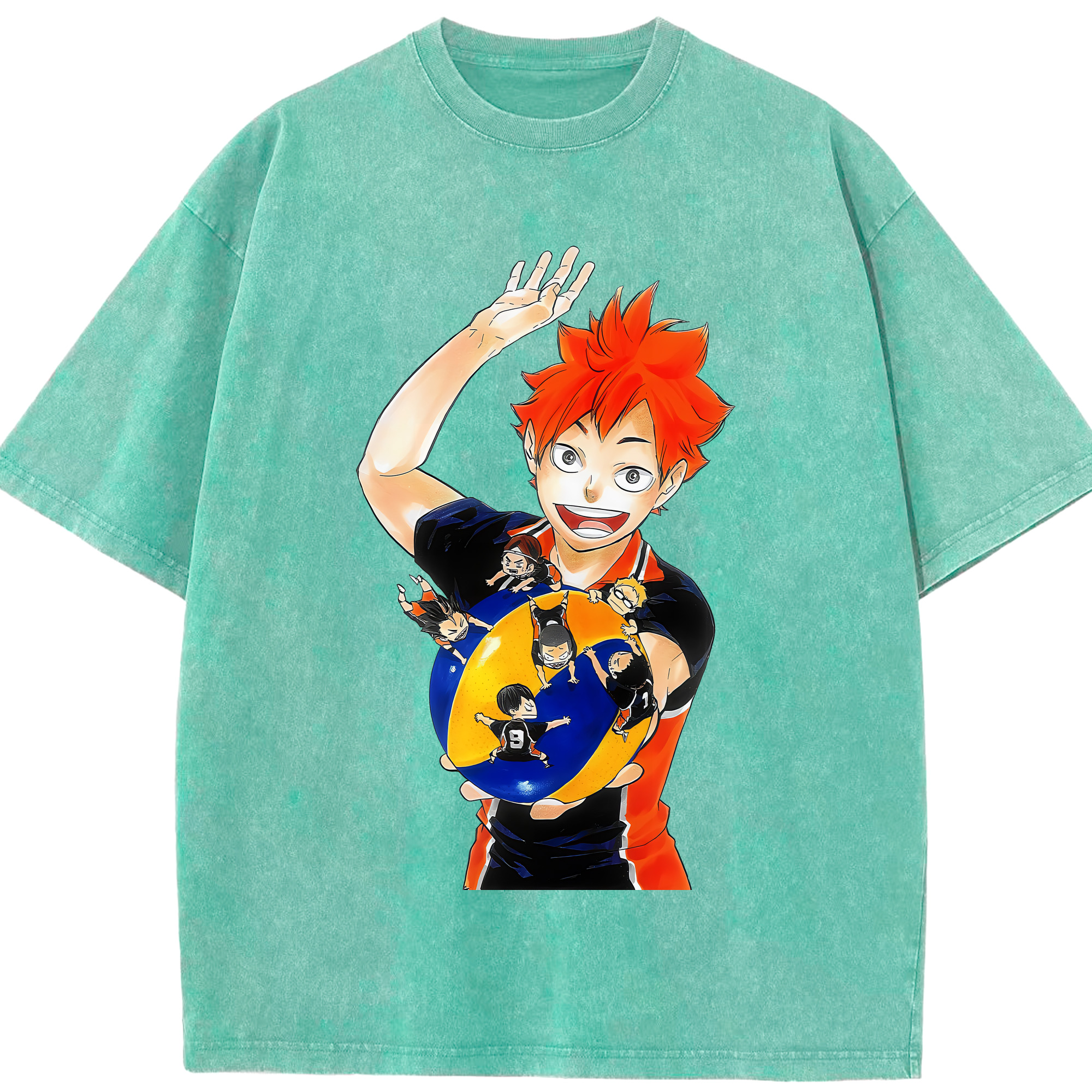 （画像用） ハイキュー!! Haikyu!! 綿100% ヴィンテージ風 半袖Tシャツ（フロントプリント）